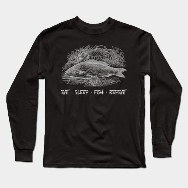 Eat, Sleep, Fish, Repeat Long Sleeve T-Shirt by JodyzDesigns